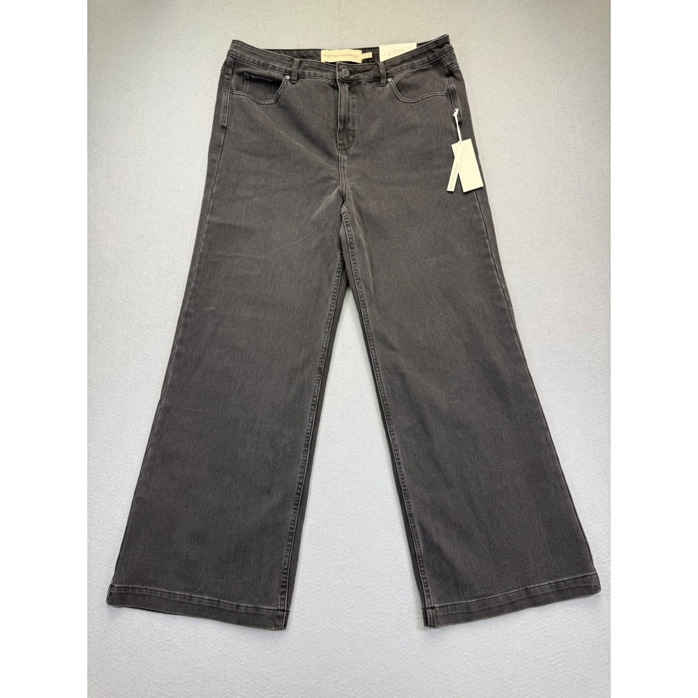 Soft Surroundings Ultimate Denim Wide Leg Jeans Moonstone Wash Gray Size 16 NEW